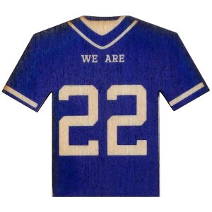 wood magnet navy jersey with We Are #22